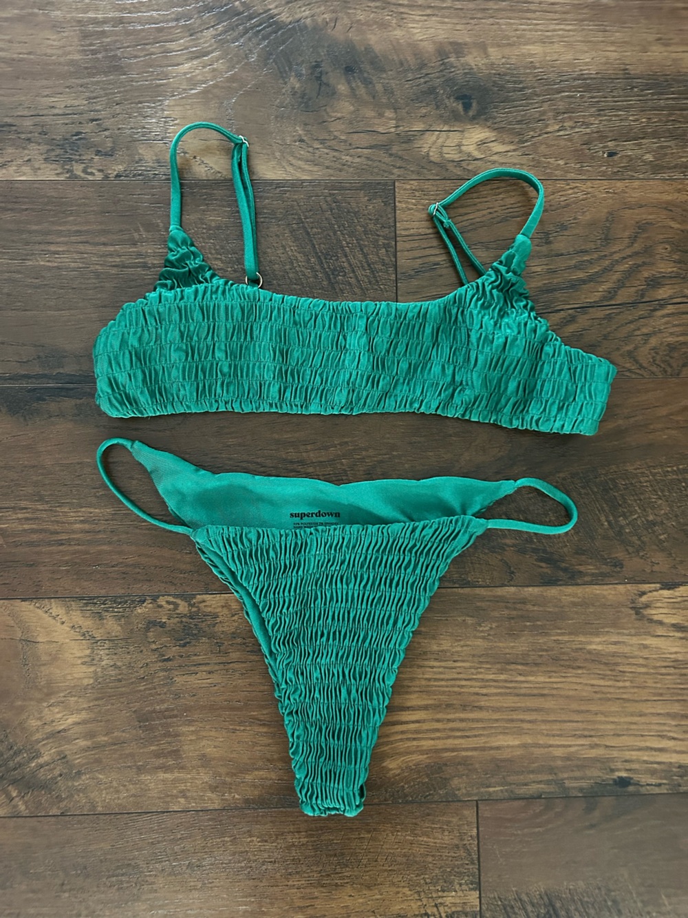 Superdown green two piece bikini